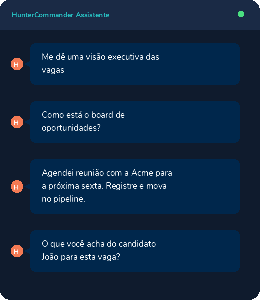 Print da conversa com o assistente virtual do Commander