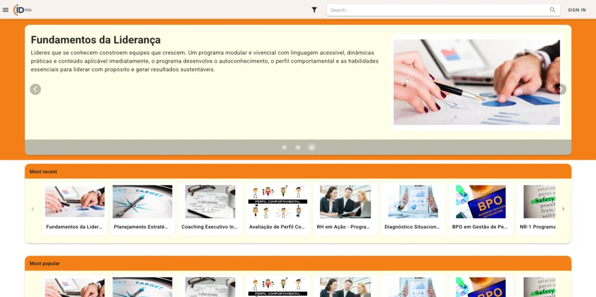 Portal de serviços de uma consultoria na HunterCo